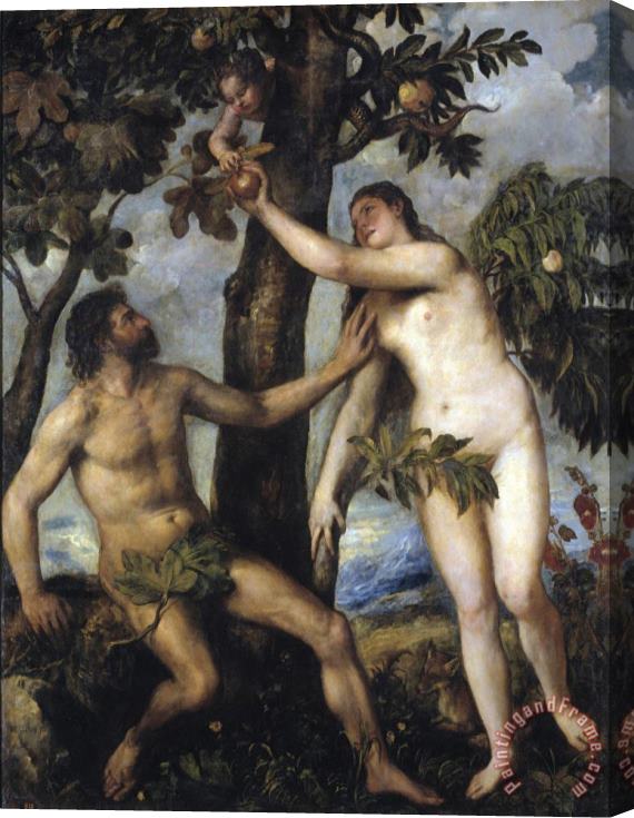 Titian Adam And Eve Stretched Canvas Painting / Canvas Art