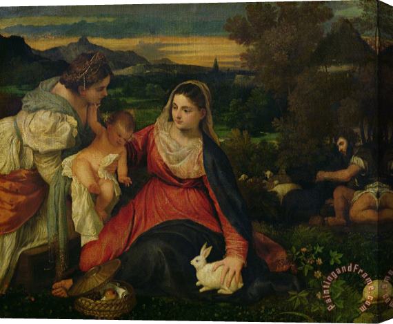 Titian Madonna And Child with St. Catherine (the Virgin of The Rabbit) Stretched Canvas Painting / Canvas Art