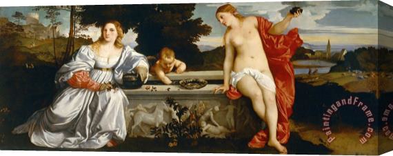 Titian Sacred And Profane Love Stretched Canvas Painting / Canvas Art