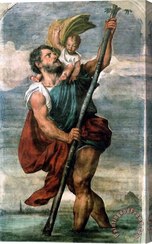 Titian Saint Christopher Stretched Canvas Painting / Canvas Art