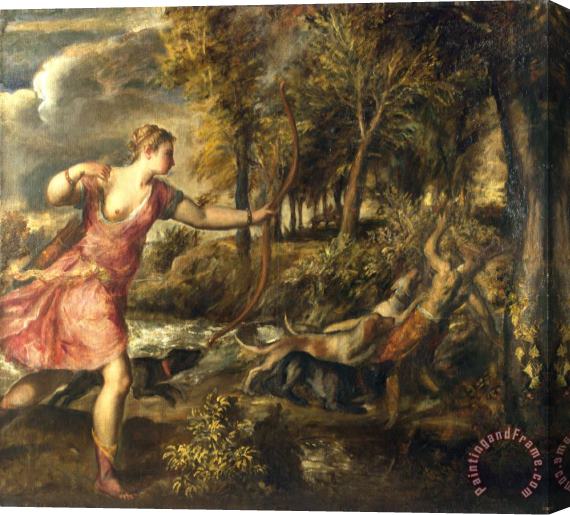 Titian The Death of Actaeon Stretched Canvas Painting / Canvas Art