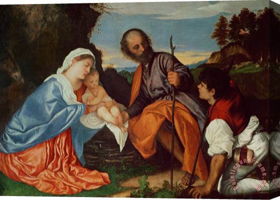 Titian The Holy Family And a Shepherd Stretched Canvas Print / Canvas Art
