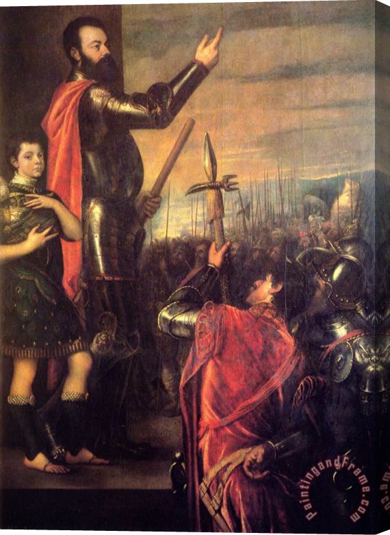 Titian The Speech of Alfonso D'avalo Stretched Canvas Painting / Canvas Art