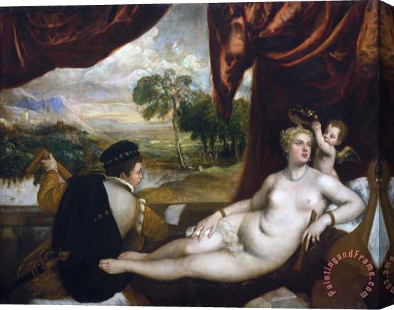 Titian Venus And The Lute Player Stretched Canvas Painting / Canvas Art