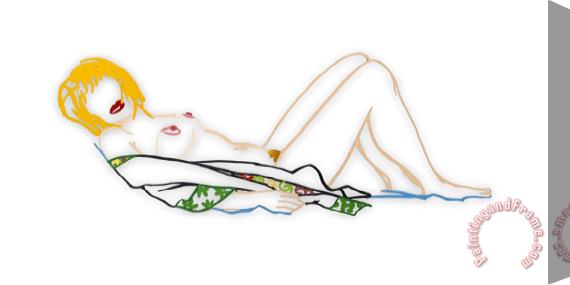 Tom Wesselmann Steel Drawing Edition Monica Laying Down on a Robe, 1990 Stretched Canvas Painting / Canvas Art