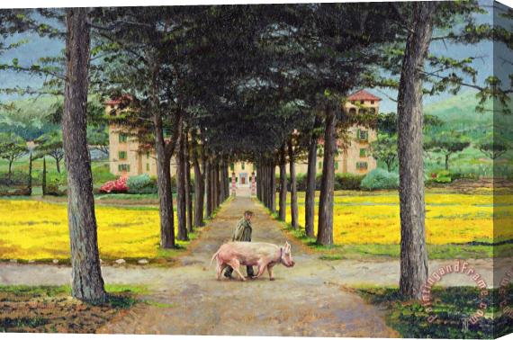 Trevor Neal Big Pig - Pistoia -Tuscany Stretched Canvas Painting / Canvas Art