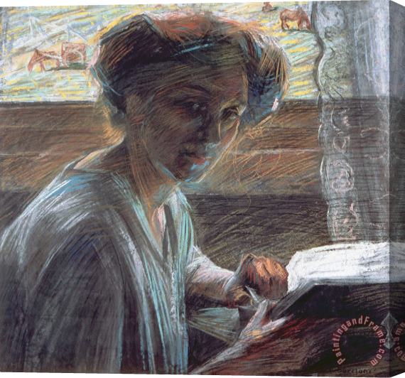 Umberto Boccioni Woman Reading Stretched Canvas Painting / Canvas Art