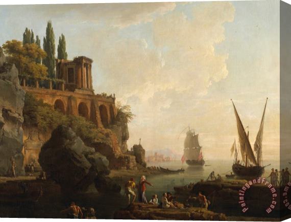 Vernet Italian Harbor Scene Stretched Canvas Painting / Canvas Art