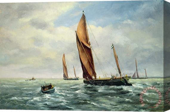 Vic Trevett Sailing Barges Racing On The Medway Stretched Canvas Painting / Canvas Art