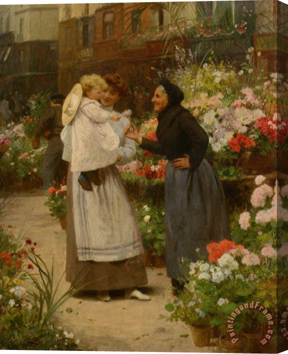 Victor Gabriel Gilbert Flower Offering to a Child Stretched Canvas Painting / Canvas Art