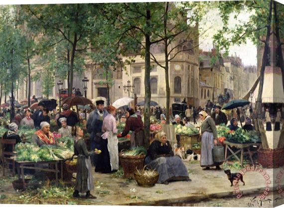 Victor Gabriel Gilbert The Square in front of Les Halles Stretched Canvas Print / Canvas Art