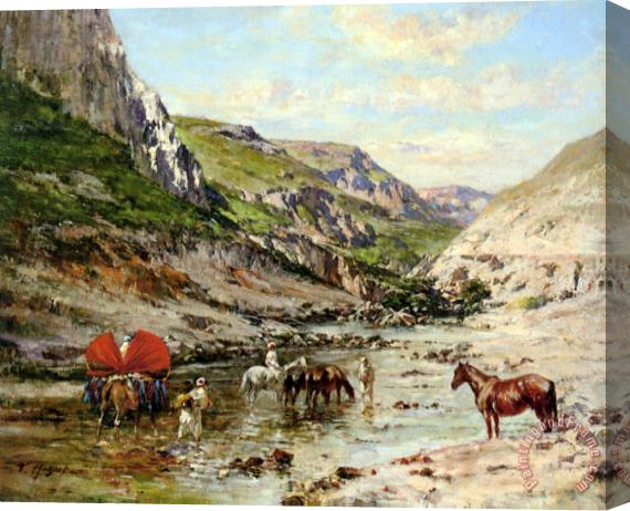 Victor Pierre Huguet A Rest by The River Stretched Canvas Painting / Canvas Art