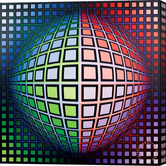 Victor Vasarely Vega Bk Stretched Canvas Painting / Canvas Art