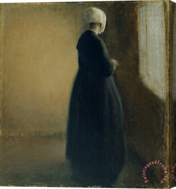Vilhelm Hammershoi An Old Woman Standing by a Window Stretched Canvas Painting / Canvas Art