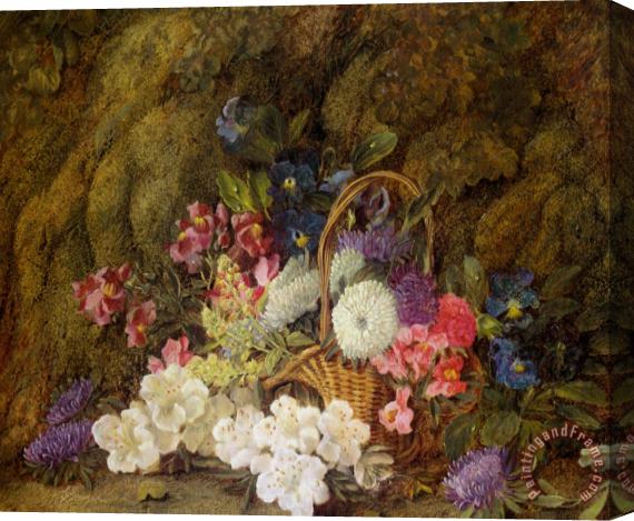 Vincent Clare Still Life with a Basket of Flowers Stretched Canvas Painting / Canvas Art