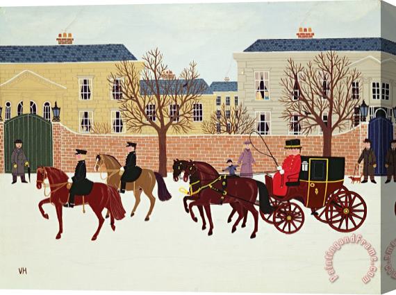 Vincent Haddelsey A Carriage Escorted By Police Stretched Canvas Print / Canvas Art