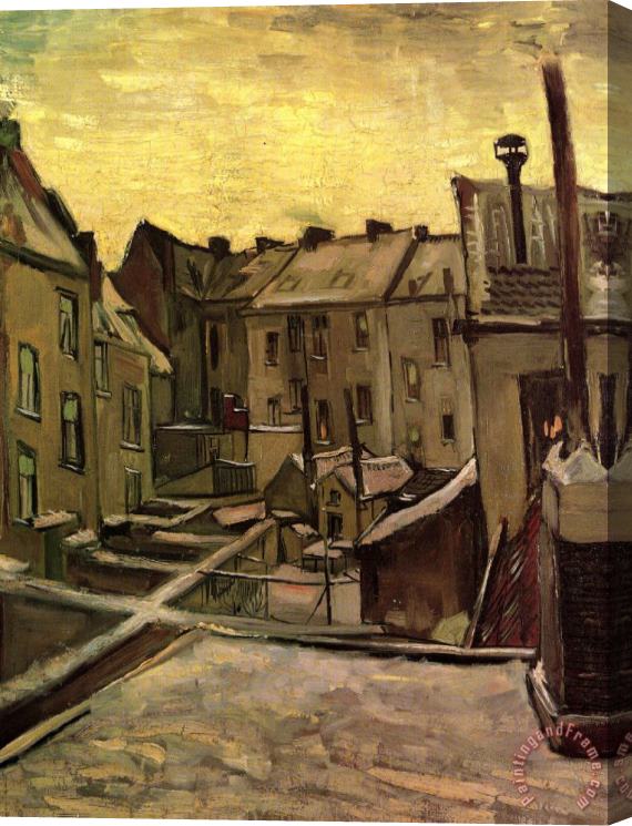 Vincent van Gogh Backyards of Old Houses in Antwerp in The Snow Stretched Canvas Print / Canvas Art
