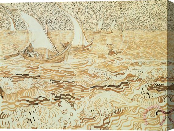 Vincent van Gogh Fishing Boats At Saintes Maries De La Mer Stretched Canvas Print / Canvas Art