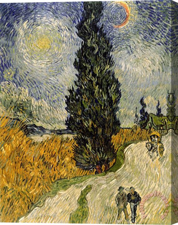 Vincent Van Gogh Road with Cypresses Stretched Canvas Print / Canvas Art
