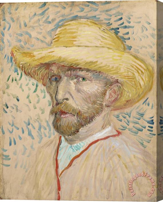 Vincent van Gogh Self Portrait With Straw Hat Stretched Canvas Painting / Canvas Art
