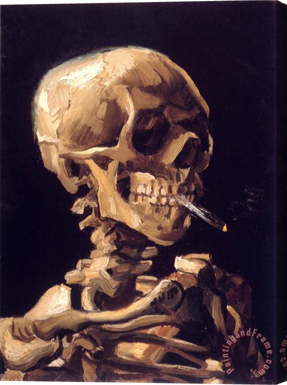Vincent van Gogh Skull with a Burning Cigarette Stretched Canvas Painting / Canvas Art
