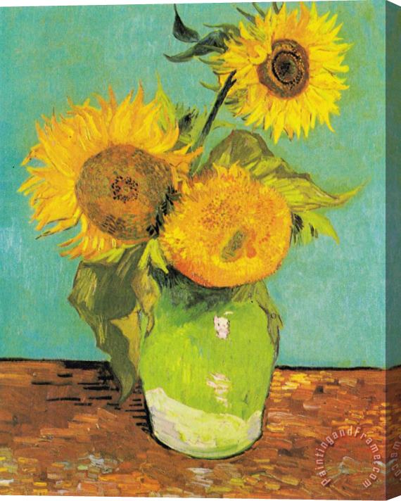 Vincent van Gogh Three Sunflowers in a Vase Stretched Canvas Print / Canvas Art