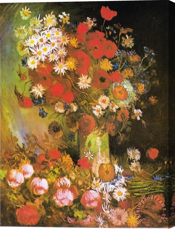 Vincent van Gogh Vase with Cornflowers And Poppies, Peonies And Chrysanthemums Stretched Canvas Print / Canvas Art