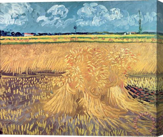Vincent van Gogh Wheatfield with Sheaves Stretched Canvas Painting / Canvas Art