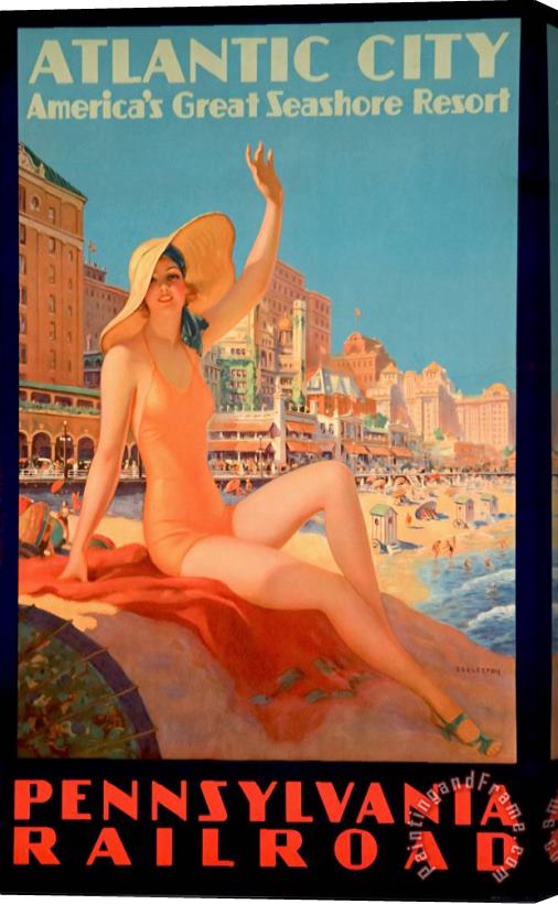 Vintage Images Atlantic City Stretched Canvas Painting / Canvas Art