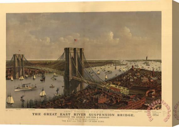Vintage Images New York Bridge Stretched Canvas Print / Canvas Art
