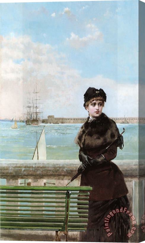 Vittorio Matteo Corcos An Elegant Woman at St. Malo Stretched Canvas Print / Canvas Art