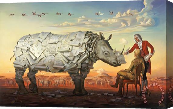Vladimir Kush Genealogy of The White Rhino Stretched Canvas Painting / Canvas Art