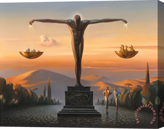 Vladimir Kush Pros And Cons Stretched Canvas Print / Canvas Art