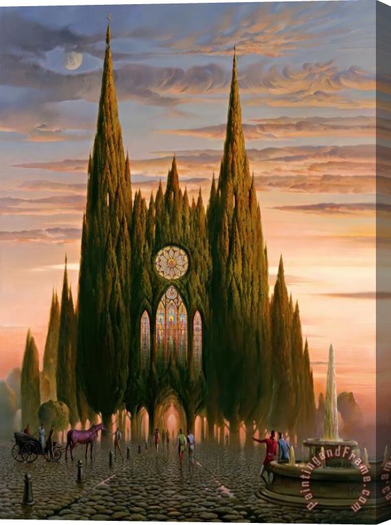 Vladimir Kush Purple Horse at Chartres Stretched Canvas Painting / Canvas Art