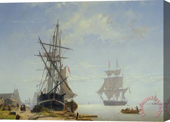 WA Van Deventer Ships In A Dutch Estuary Stretched Canvas Painting / Canvas Art