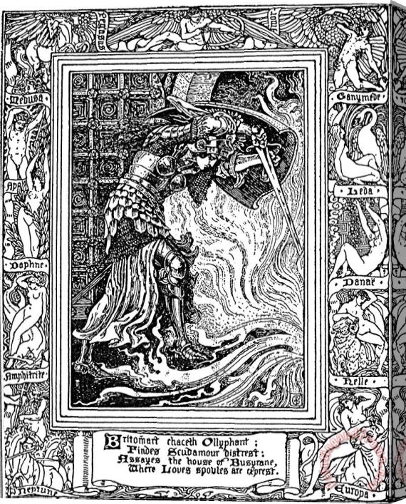 Walter Crane Faerie Queene Illustration Engraving Stretched Canvas Painting / Canvas Art