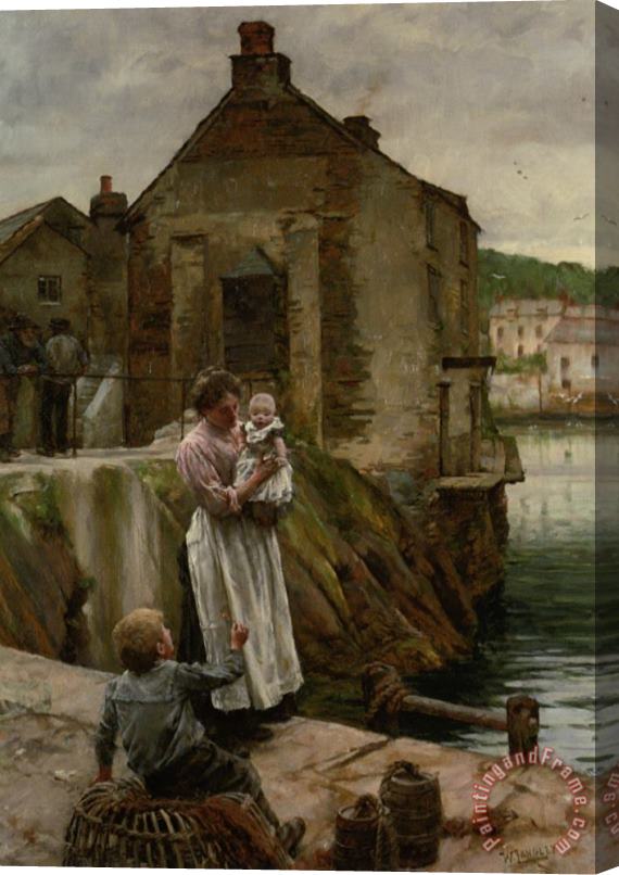 Walter Langley On The Quay Newlyn Stretched Canvas Painting / Canvas Art