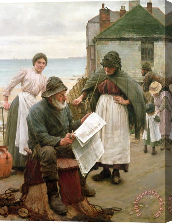 Walter Langley When The Boats Are Away Stretched Canvas Painting / Canvas Art