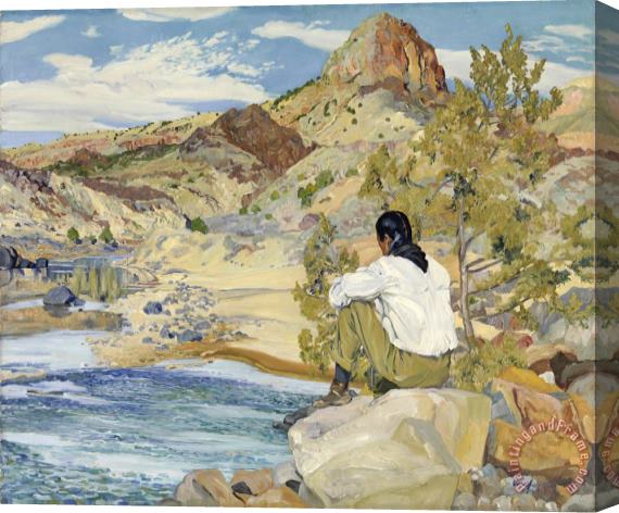 Walter Ufer On The Rio Grande (rio Grande November) Stretched Canvas Painting / Canvas Art