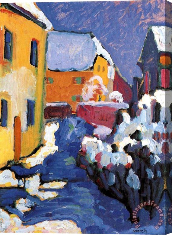 Wassily Kandinsky Cemetery And Vicarage in Kochel 1909 Stretched Canvas Print / Canvas Art