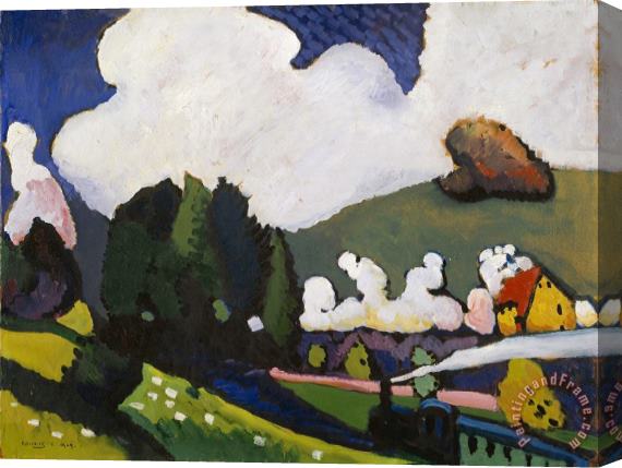Wassily Kandinsky Landscape Near Murnau with a Locomotive Stretched Canvas Painting / Canvas Art