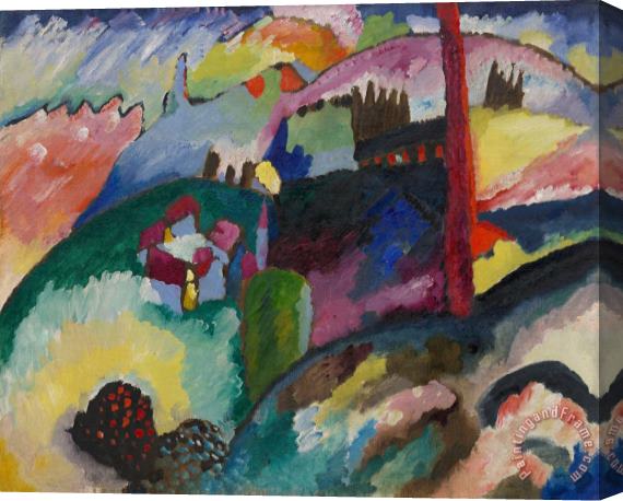 Wassily Kandinsky Landscape with Factory Chimney, 1910 Stretched Canvas Painting / Canvas Art