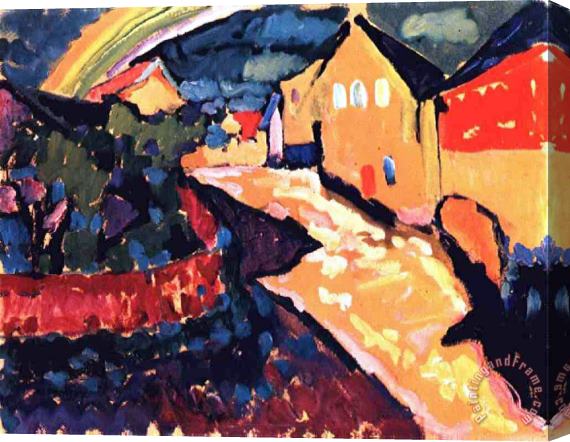 Wassily Kandinsky Murnau with Rainbow 1909 Stretched Canvas Painting / Canvas Art