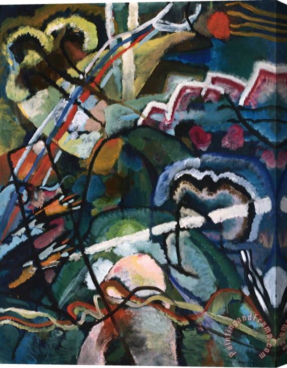 Wassily Kandinsky Sketch I for 'painting with White Border (moscow)' Stretched Canvas Painting / Canvas Art