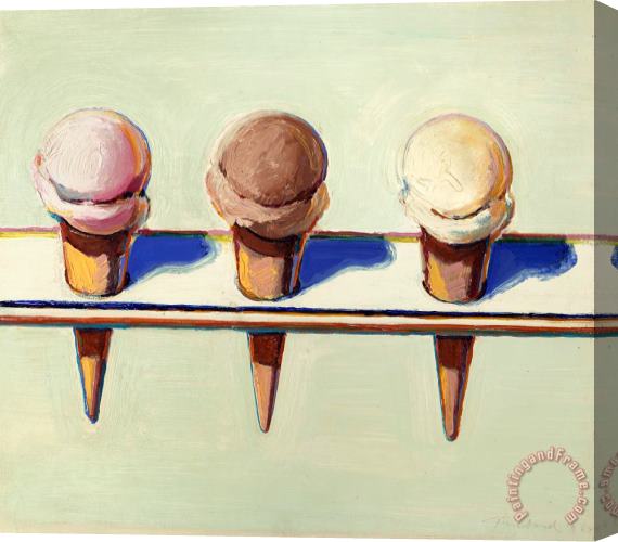 Wayne Thiebaud Three Cones, 1964 Stretched Canvas Painting / Canvas Art