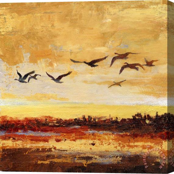 Wendy Kroeker Canada Geese in Flight 1 Stretched Canvas Painting / Canvas Art