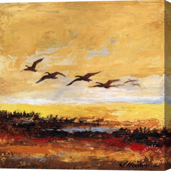 Wendy Kroeker Canada Geese in Flight 3 Stretched Canvas Painting / Canvas Art