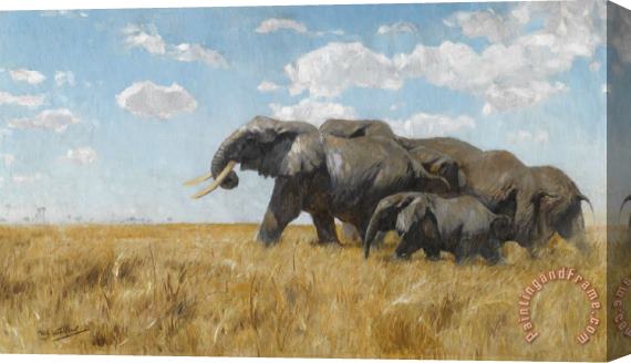 Wilhelm Kuhnert Elephants on The Move Stretched Canvas Painting / Canvas Art
