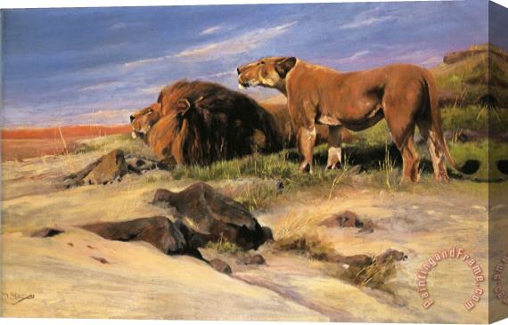 Wilhelm Kuhnert Robbers of The Desert Stretched Canvas Painting / Canvas Art