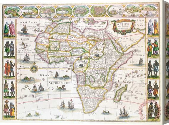 Willem Blaeu Africa Nova Map Stretched Canvas Print / Canvas Art